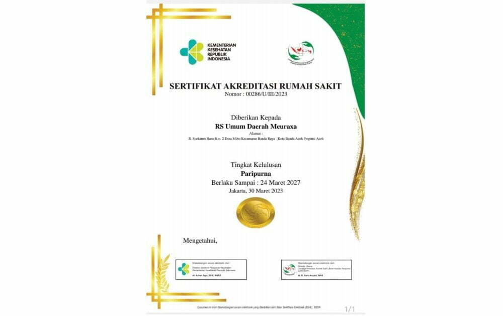 Raih Akreditasi Paripurna, RSUD Meuraxa Terus Tingkatkan Pelayanan