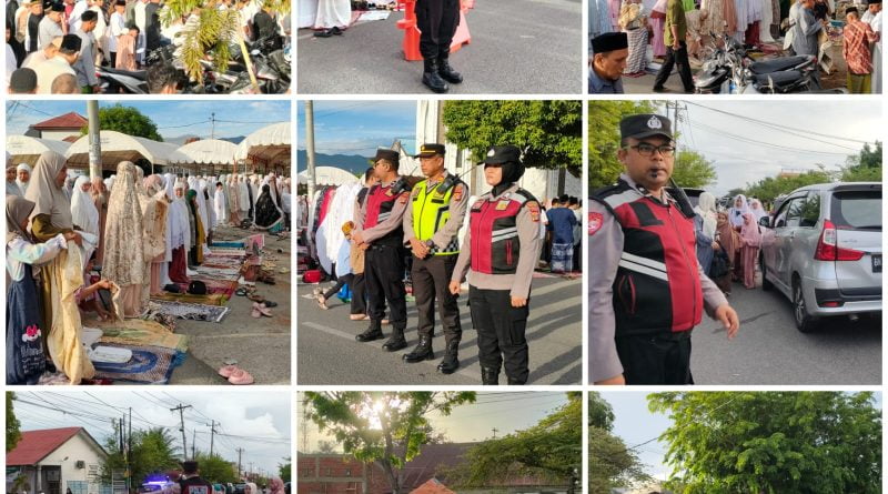 Personel Polresta Banda Aceh Berikan Rasa Aman Kepada Jamaah Shalat Ied