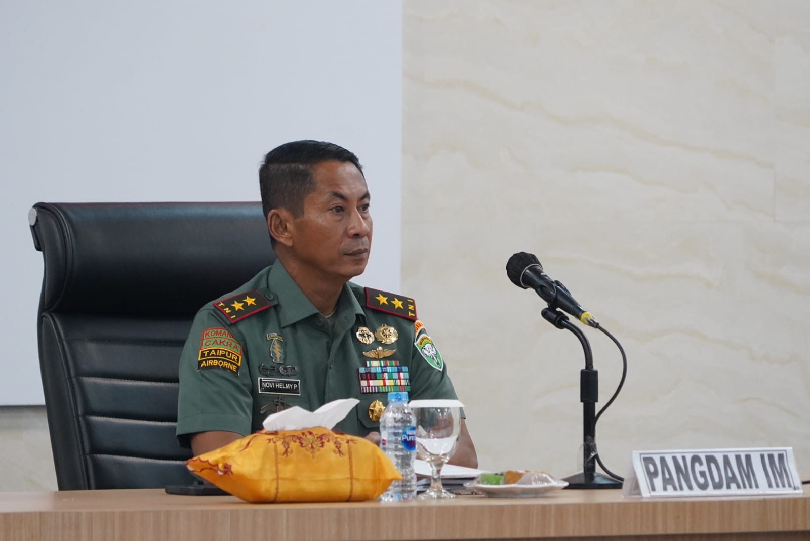 Pangdam IM pimpin Rapat Paparan Lattis Tingkat Tim Yonif 116/GS dan Paparan RGB Turnamen Karate serta Taekwondo Piala Pangdam IM TA 2023