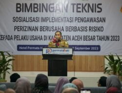 Pj Bupati Aceh Besar Buka Bimtek Sosialisasi Implementasi Pengawasan Perizinan Berusaha Berbasis Risiko