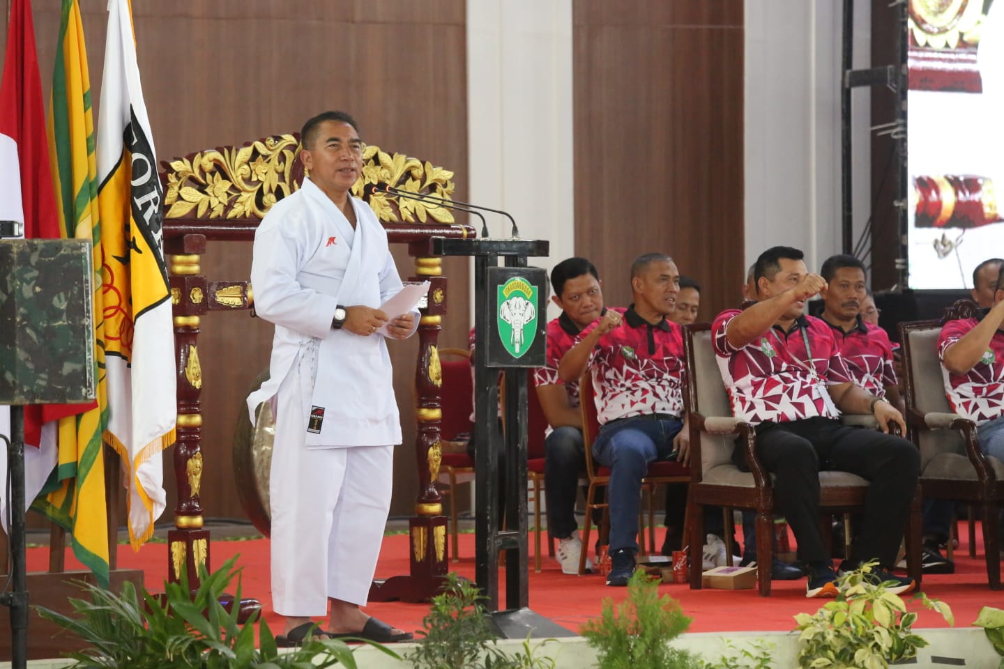 Kasdam IM mewakili Pangdam IM secara resmi membuka kejuaraan Pangdam Iskandar Muda open Karate Championship Tahun 2023.