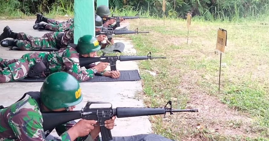 Kodim 0109/Aceh Singkil Laksanakan Latihan Menembak Senjata Laras Panjang Triwulan III