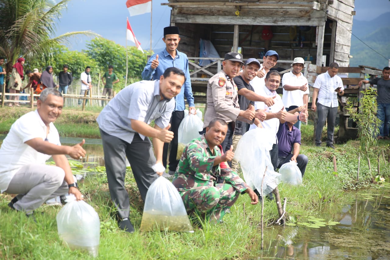 Pemkab Aceh Besar Lepas 10 Ribu Bibit Ikan Nila di Gampong Ulee Tuy