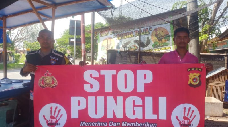 Polsek Krueng Barona Jaya Melaksanakan Kegiatan Sosialisasi Stop Pungli