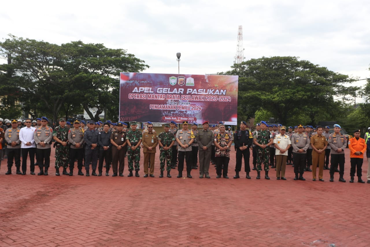 Pangdam IM Hadiri Apel Gelar Pasukan Operasi Mantap Brata 2023-2024.