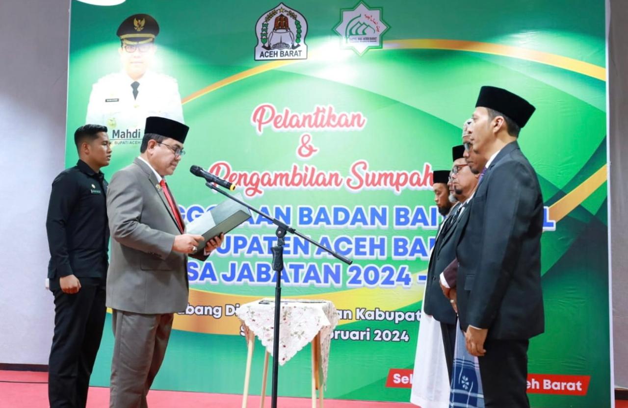 Pj Bupati Lantik Anggota Baitul Mal Aceh Barat