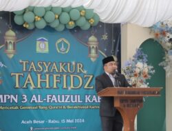 Pj Bupati Aceh Besar Buka Tasyakur Tahfidz Angkatan III SMPN 3 Al-Fauzul Kabir Kota Jantho