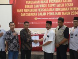 Wakili Pj Bupati, Kaban Kesbangpol Aceh Besar Hadiri Penetapan Bakal Paslon Bupati dan Wakil Bupati Aceh Besar