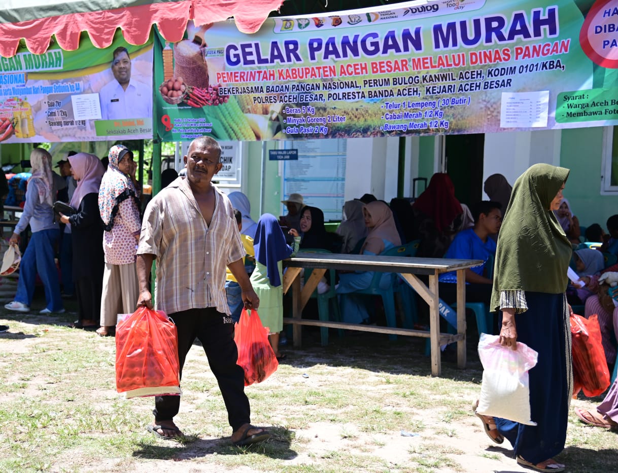 Masyarakat Pulo Nasi Akui Aksi Pangan Murah Pemkab Aceh Besar Sangat Membantu