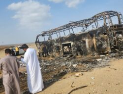 Penampakan Bus Jemaah Umrah yang Terbakar Tewaskan 6 WNI di Saudi