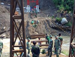 TNI Percepat Pembangunan Jembatan Gantung Burni Bius, Aceh Tengah